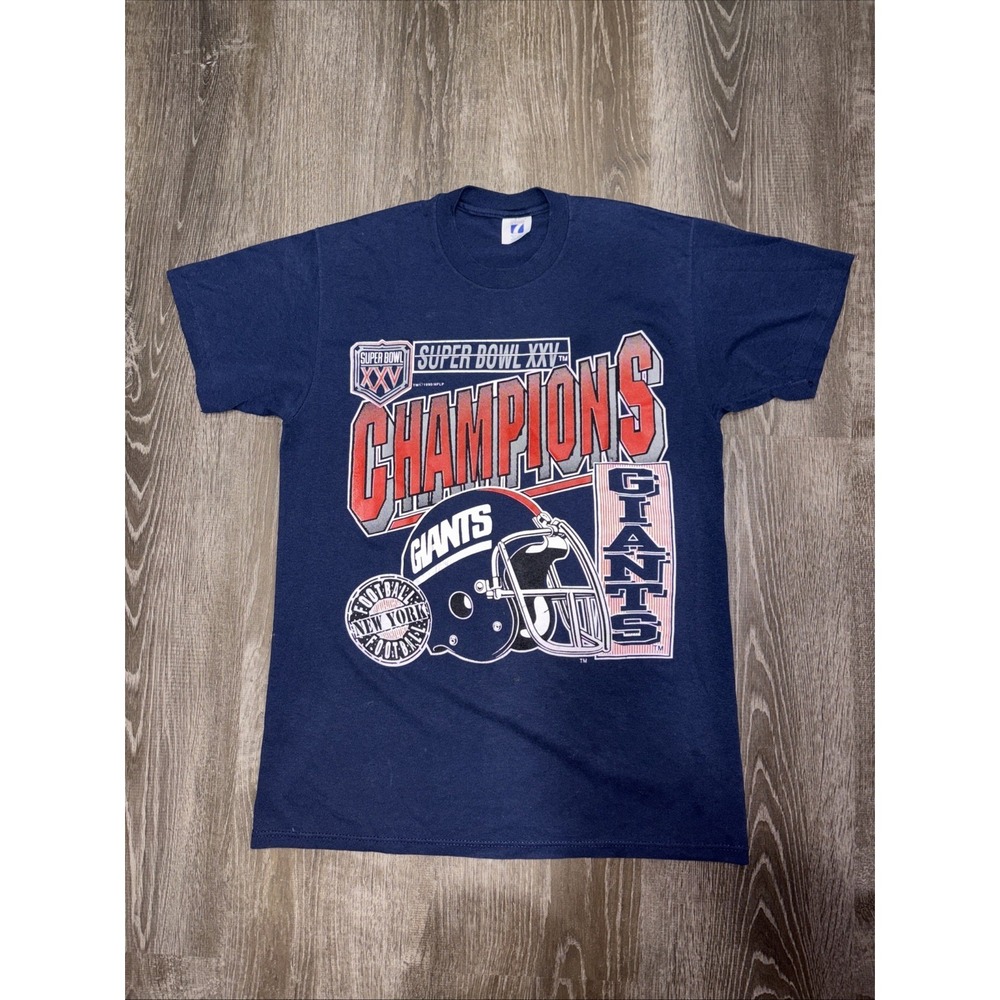 Vintage New York Giants T Shirt XXV Super Bowl Champs 1990s Retro Logo 7 USA